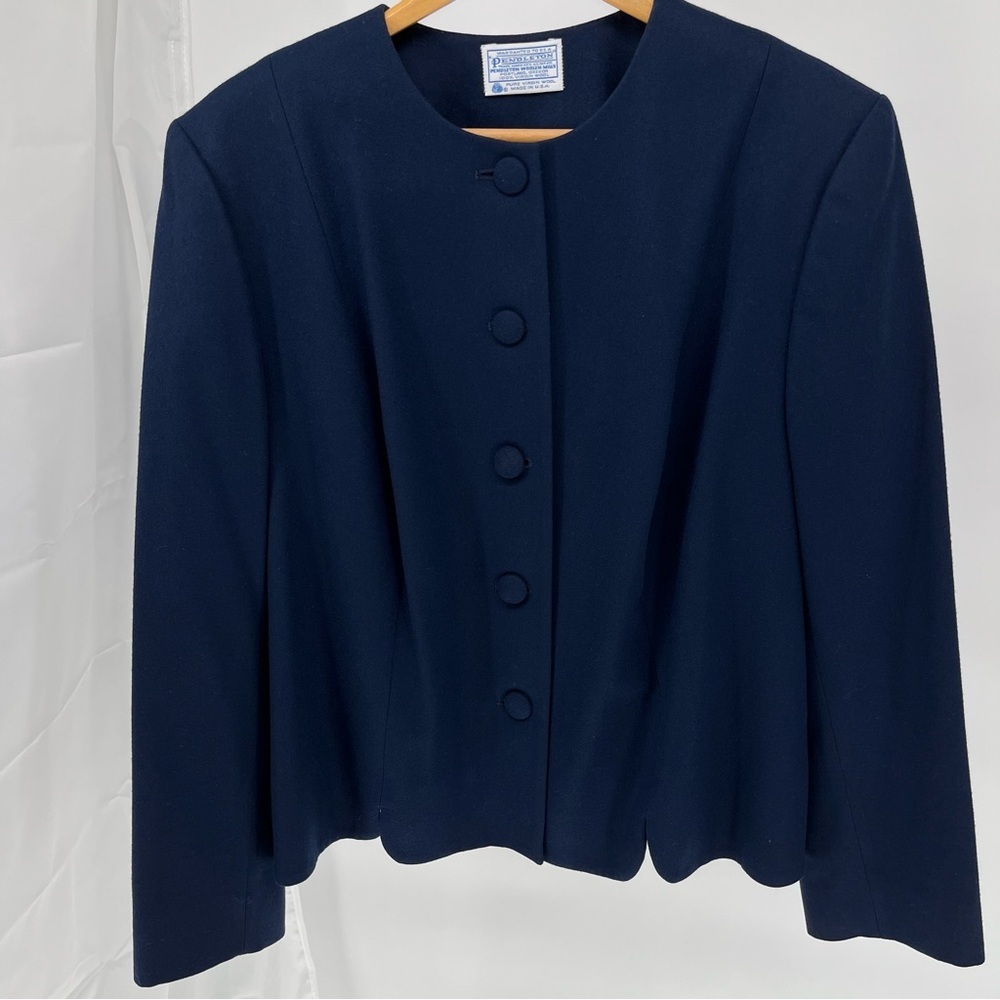 Pendleton Womens Virgin Wool Blazer Size 20W Jacket Navy Vintage Made In USA
